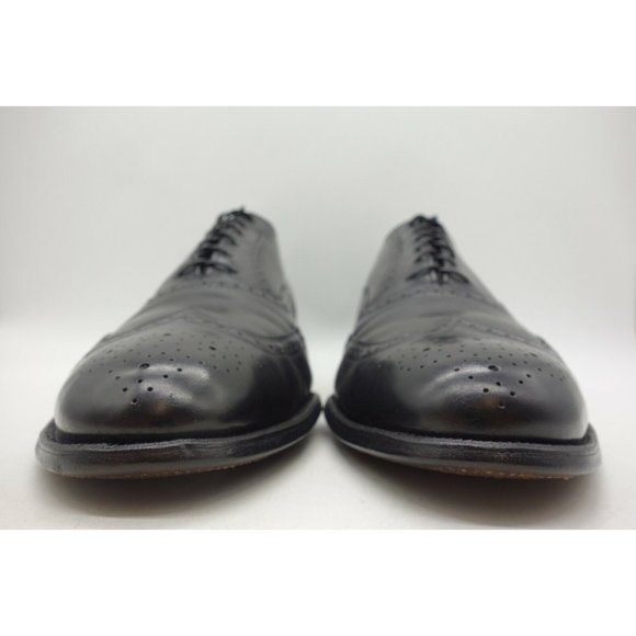 Vintage Black Leather Classic Wingtip Lace Up Oxfords Shoes Men\'s 12 D main image 9